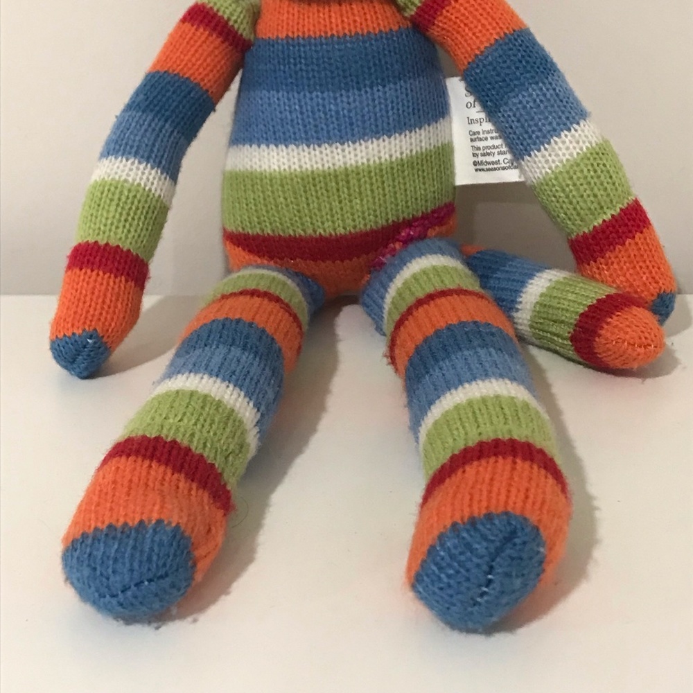 Seasons of Cannon Falls Sock Monkey Magnetic Hands and Feet Multi Color Plush - Picture 3 of 11
